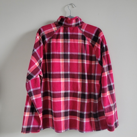NWOT Eddie Bauer Pink Plaid 3/4 Zip Up Fleece Jacket Womens Size XXL - Picture 6 of 8